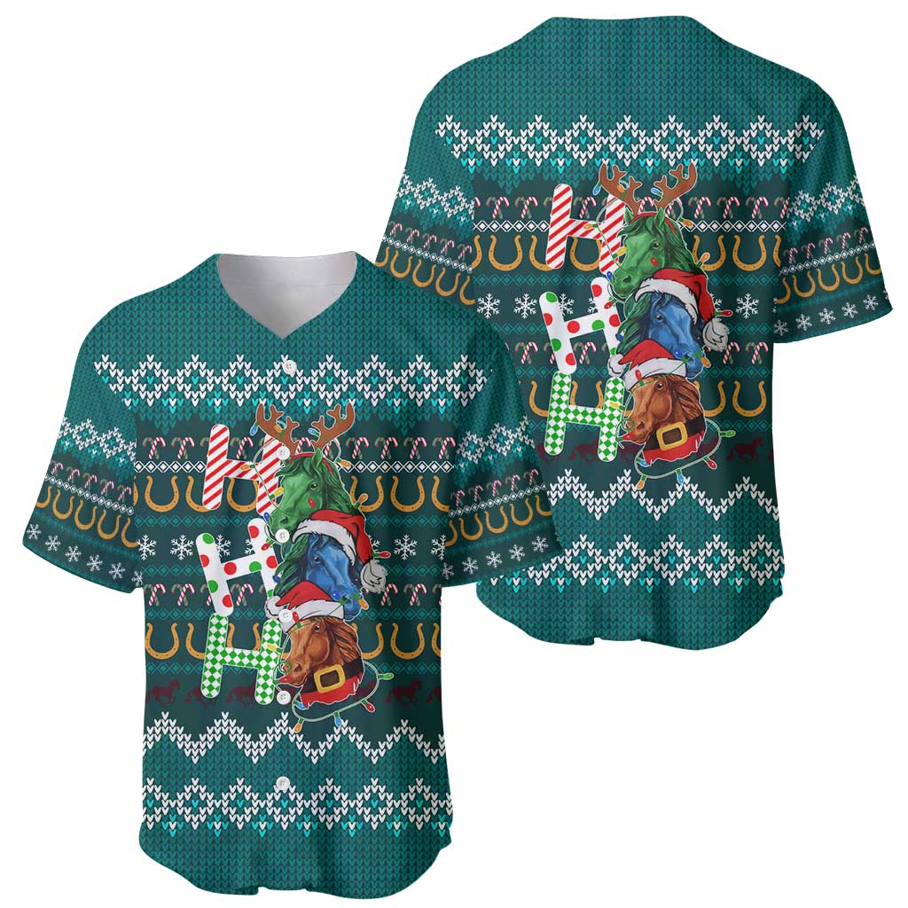 Horse Ho Ho Ho Christmas Design Baseball Jersey Funny Xmas Holiday Patterns - Wonder Print Shop