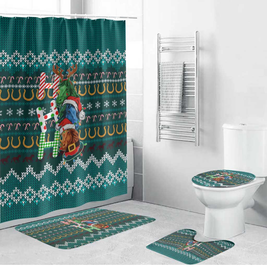 Horse Ho Ho Ho Christmas Design Bathroom Set Funny Xmas Holiday Patterns - Wonder Print Shop