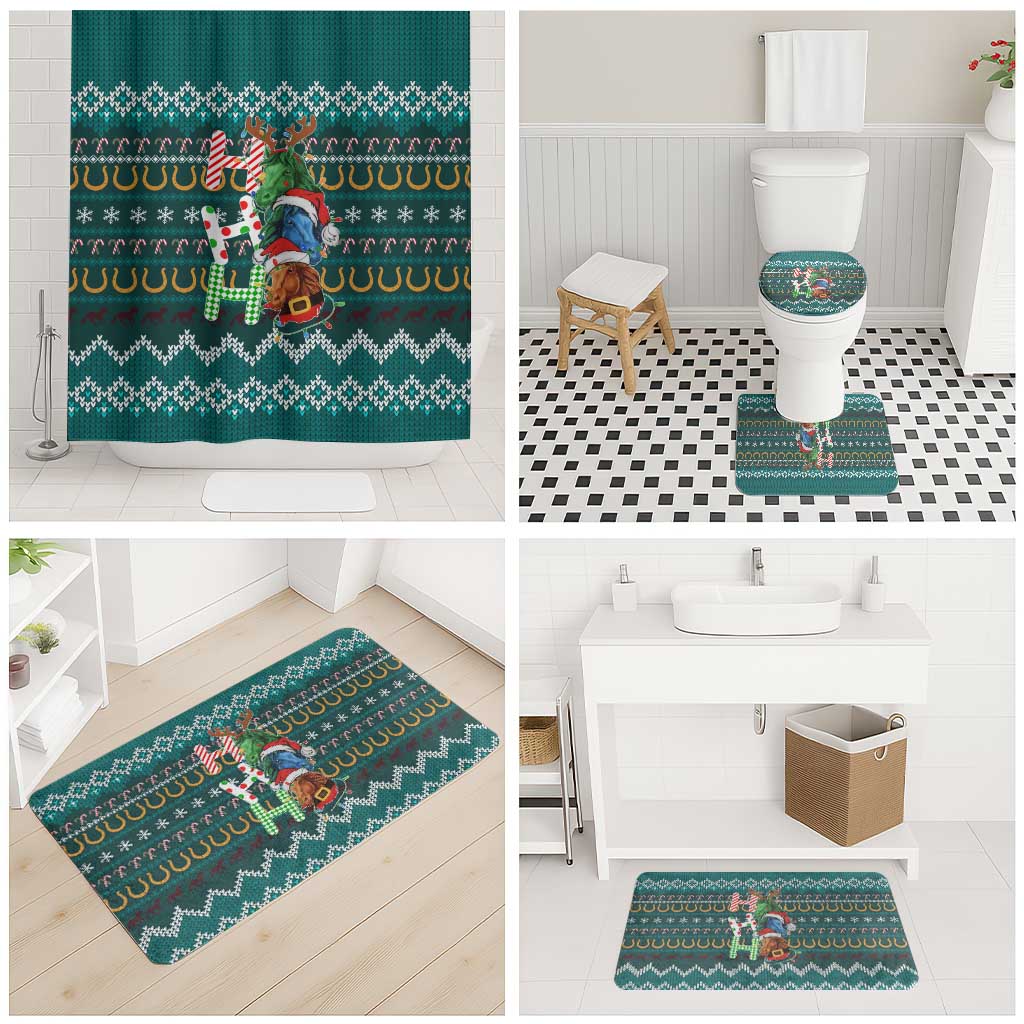 Horse Ho Ho Ho Christmas Design Bathroom Set Funny Xmas Holiday Patterns - Wonder Print Shop
