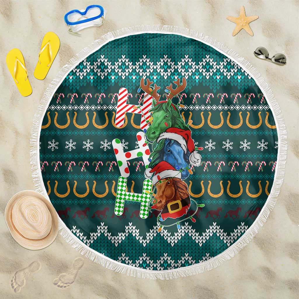 Horse Ho Ho Ho Christmas Design Beach Blanket Funny Xmas Holiday Patterns - Wonder Print Shop