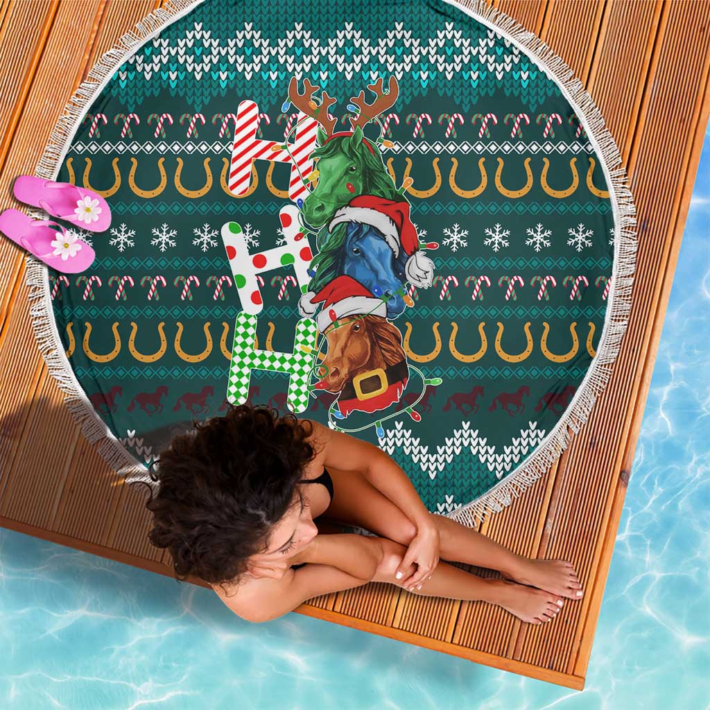 Horse Ho Ho Ho Christmas Design Beach Blanket Funny Xmas Holiday Patterns - Wonder Print Shop