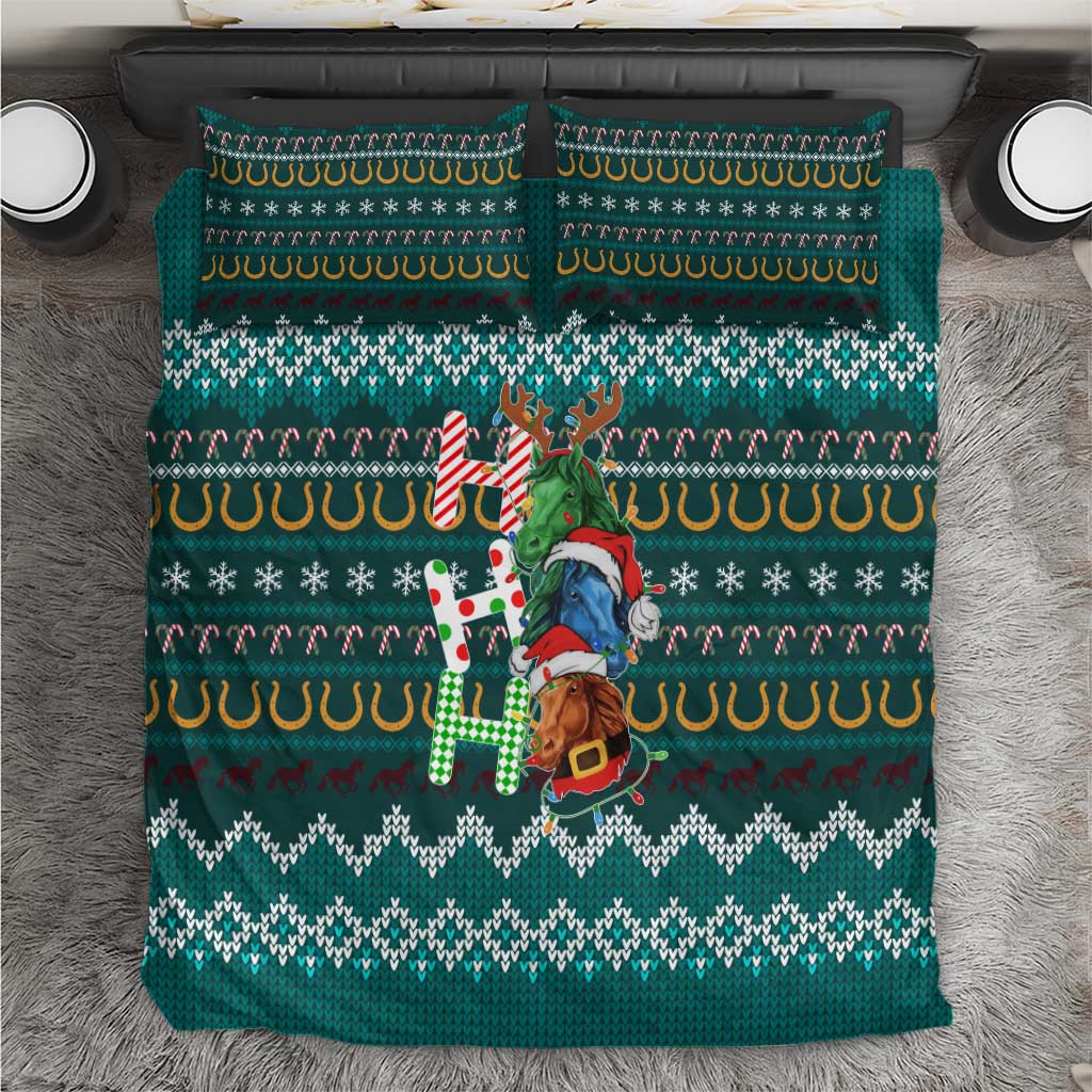 Horse Ho Ho Ho Christmas Design Bedding Set Funny Xmas Holiday Patterns - Wonder Print Shop