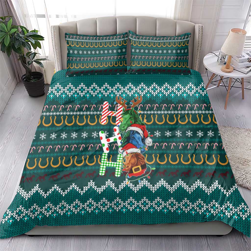 Horse Ho Ho Ho Christmas Design Bedding Set Funny Xmas Holiday Patterns - Wonder Print Shop