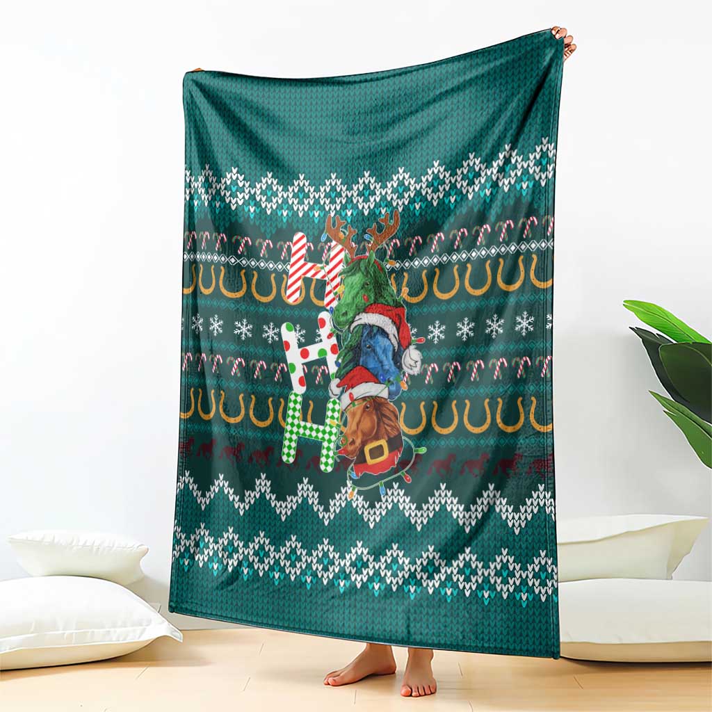 Horse Ho Ho Ho Christmas Design Blanket Funny Xmas Holiday Patterns - Wonder Print Shop