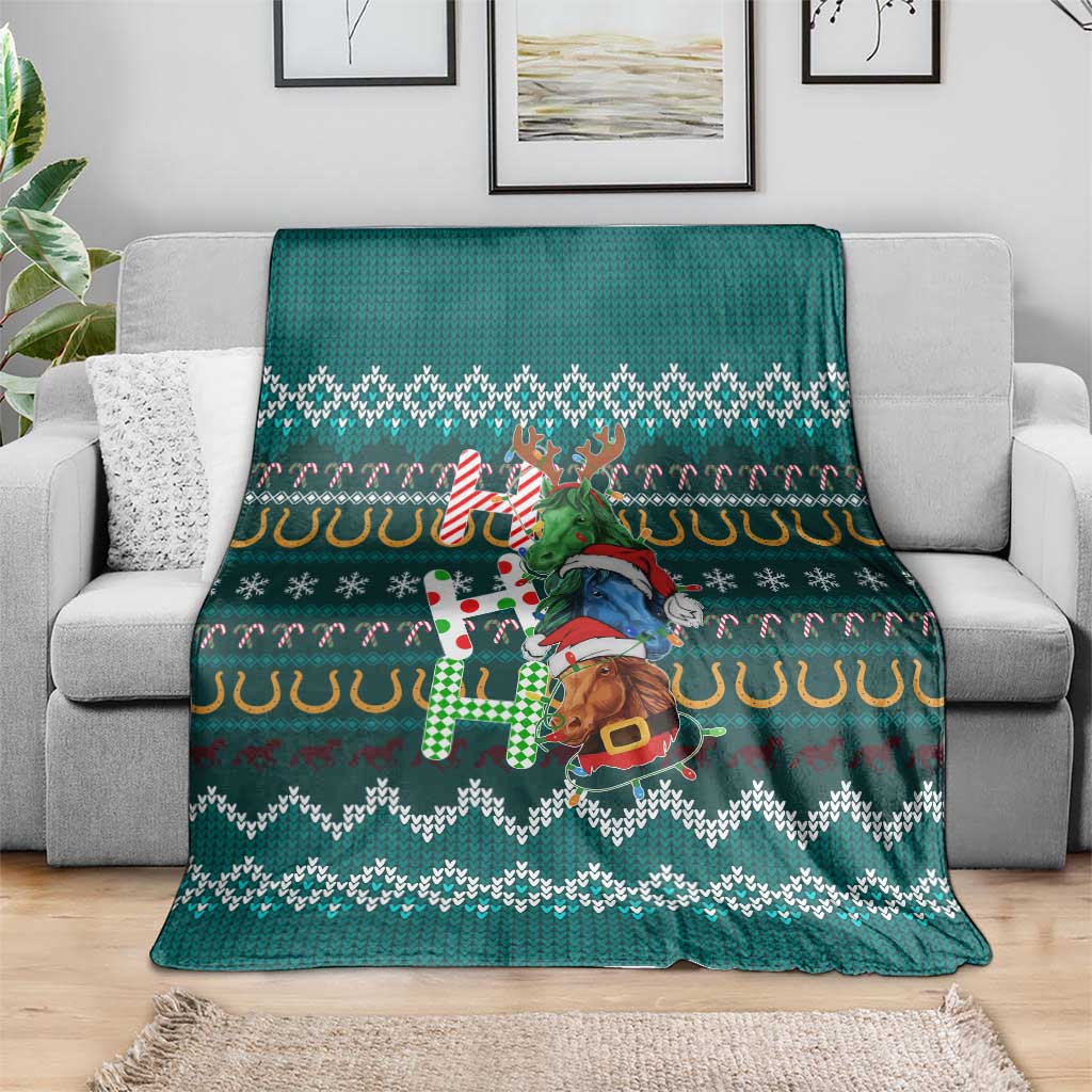 Horse Ho Ho Ho Christmas Design Blanket Funny Xmas Holiday Patterns - Wonder Print Shop