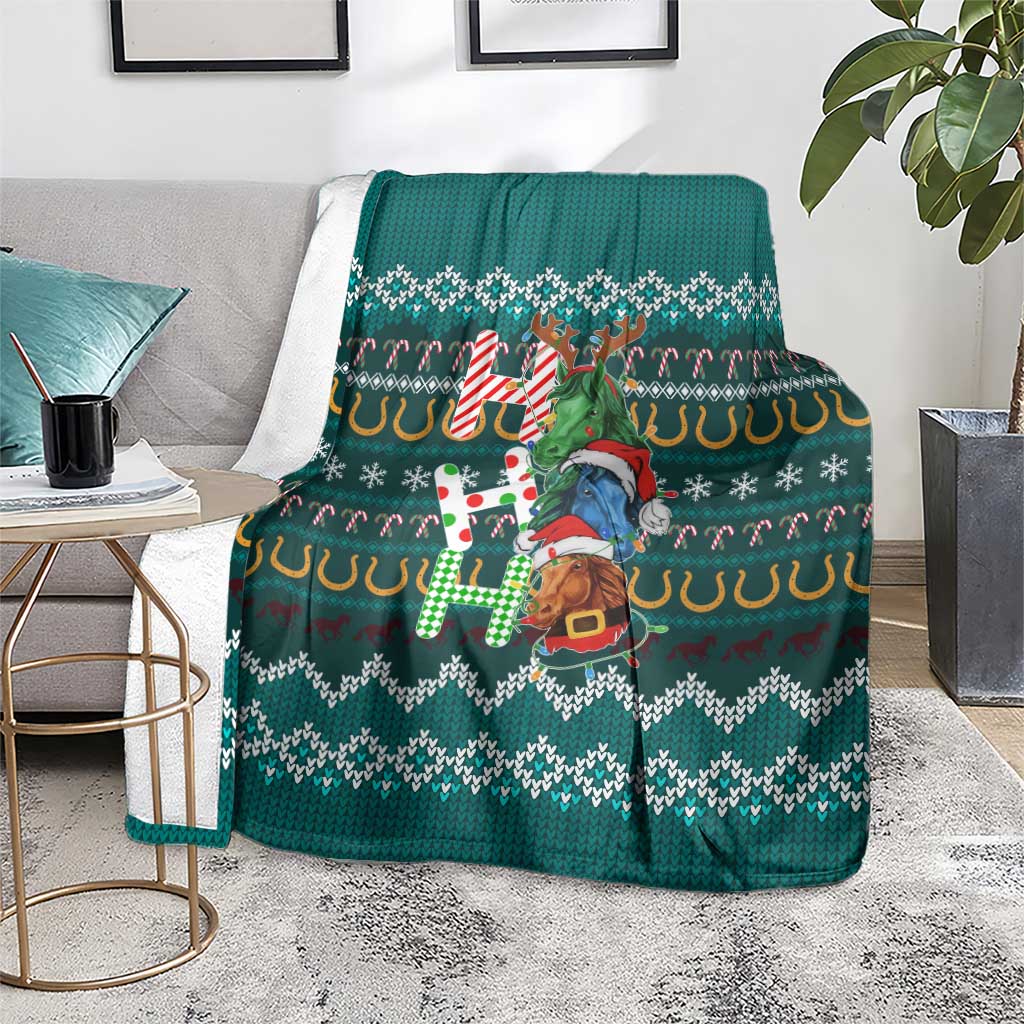 Horse Ho Ho Ho Christmas Design Blanket Funny Xmas Holiday Patterns - Wonder Print Shop