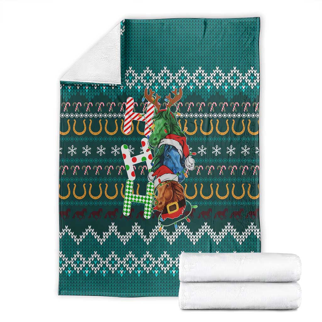 Horse Ho Ho Ho Christmas Design Blanket Funny Xmas Holiday Patterns - Wonder Print Shop