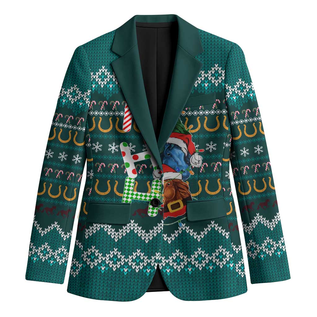 Horse Ho Ho Ho Christmas Design Blazer Funny Xmas Holiday Patterns - Wonder Print Shop