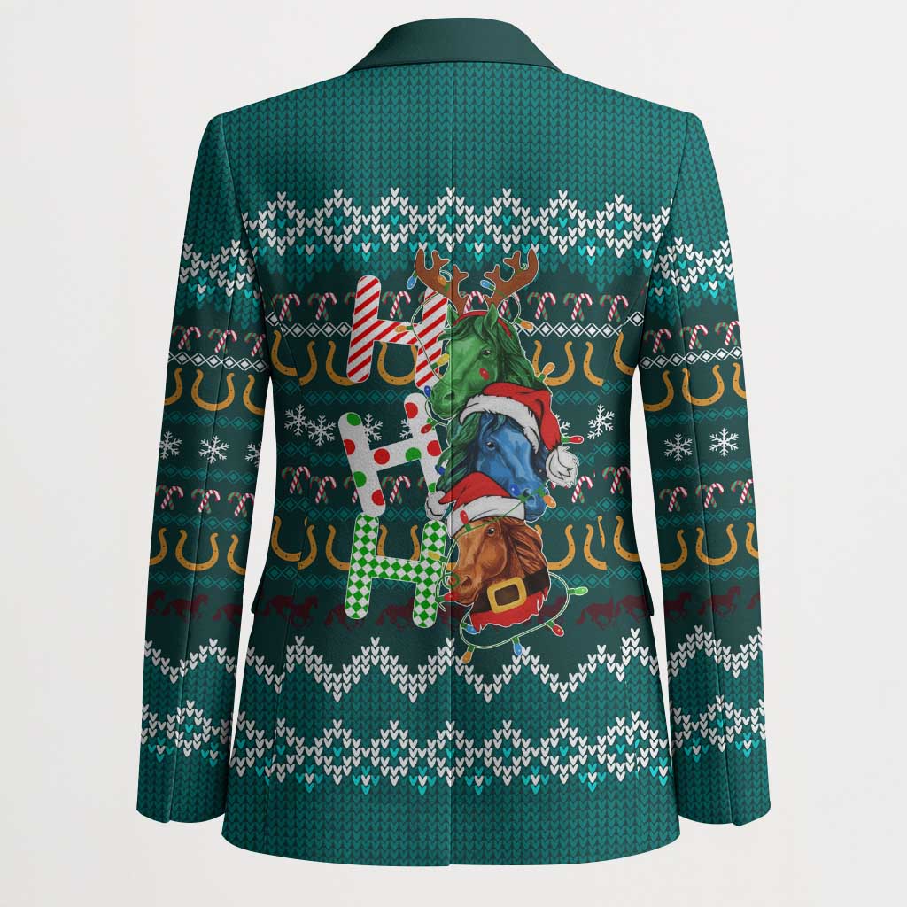 Horse Ho Ho Ho Christmas Design Blazer Funny Xmas Holiday Patterns - Wonder Print Shop