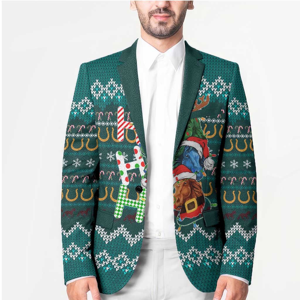 Horse Ho Ho Ho Christmas Design Blazer Funny Xmas Holiday Patterns - Wonder Print Shop
