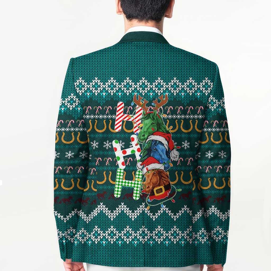 Horse Ho Ho Ho Christmas Design Blazer Funny Xmas Holiday Patterns - Wonder Print Shop