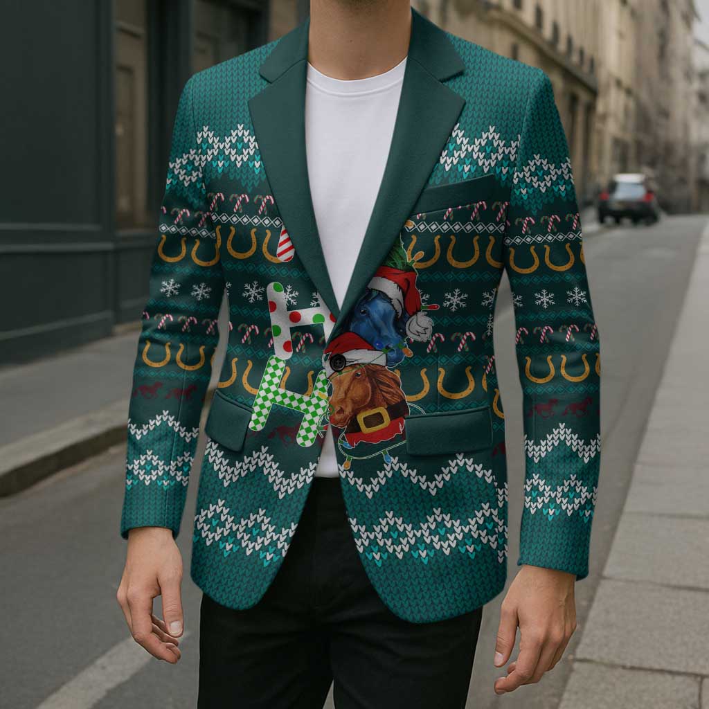 Horse Ho Ho Ho Christmas Design Blazer Funny Xmas Holiday Patterns - Wonder Print Shop