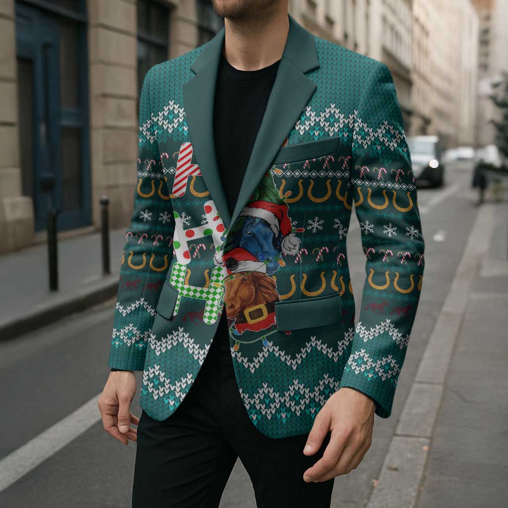 Horse Ho Ho Ho Christmas Design Blazer Funny Xmas Holiday Patterns - Wonder Print Shop