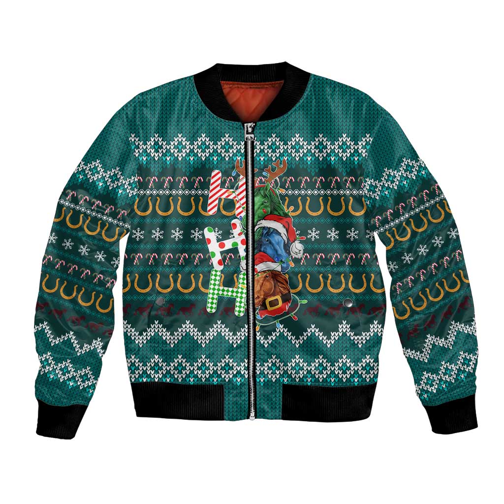 Horse Ho Ho Ho Christmas Design Bomber Jacket Funny Xmas Holiday Patterns - Wonder Print Shop