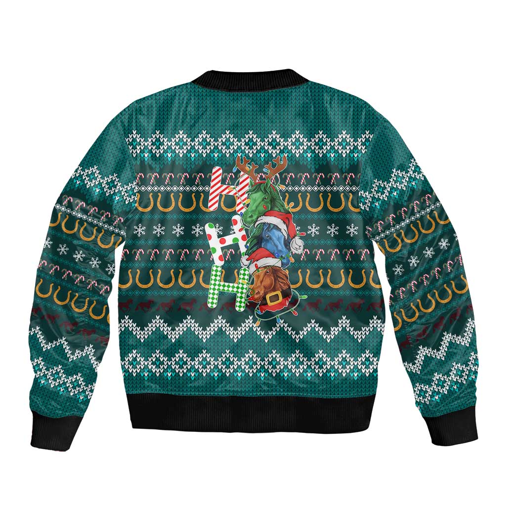Horse Ho Ho Ho Christmas Design Bomber Jacket Funny Xmas Holiday Patterns - Wonder Print Shop