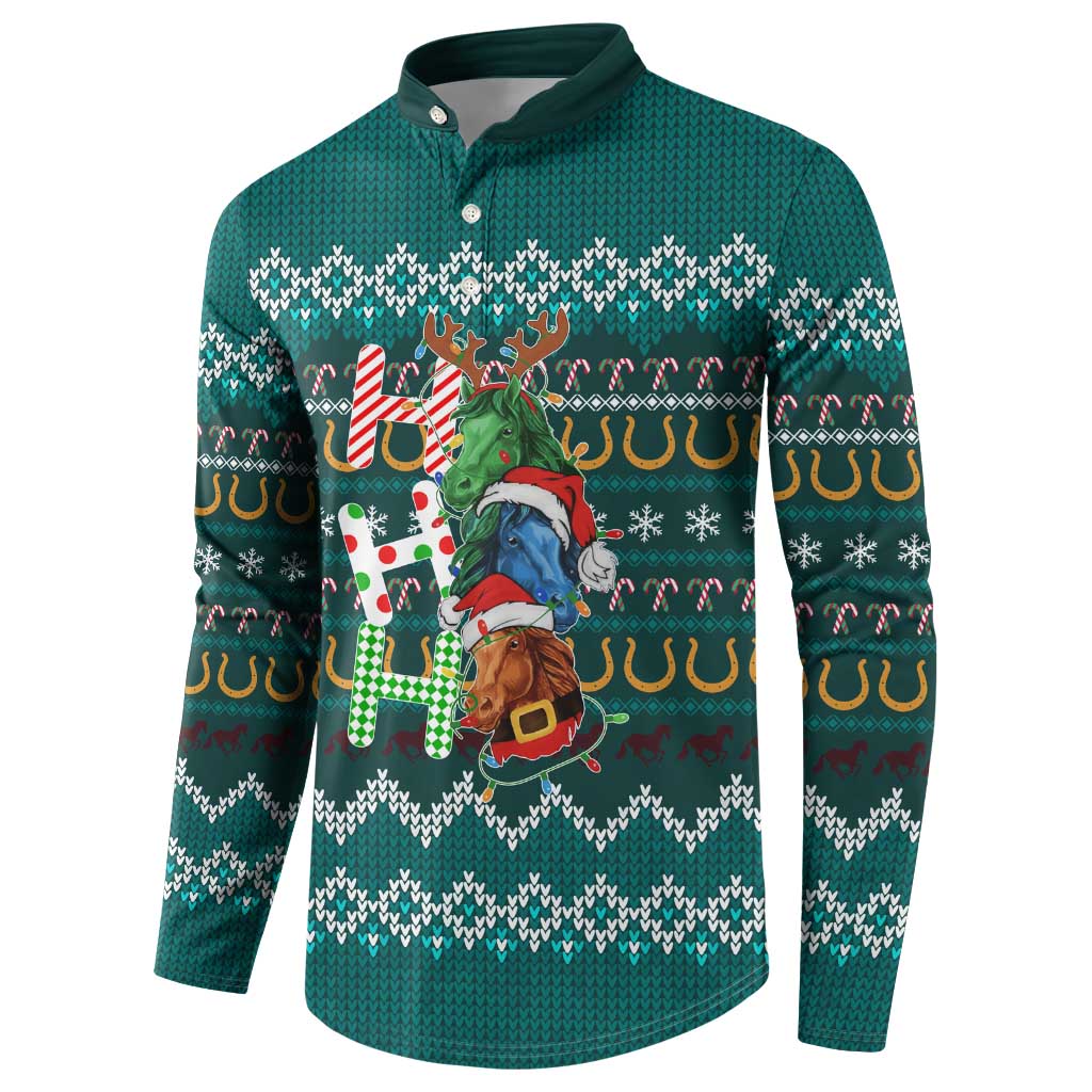 Horse Ho Ho Ho Christmas Design Button Sweatshirt Funny Xmas Holiday Patterns - Wonder Print Shop
