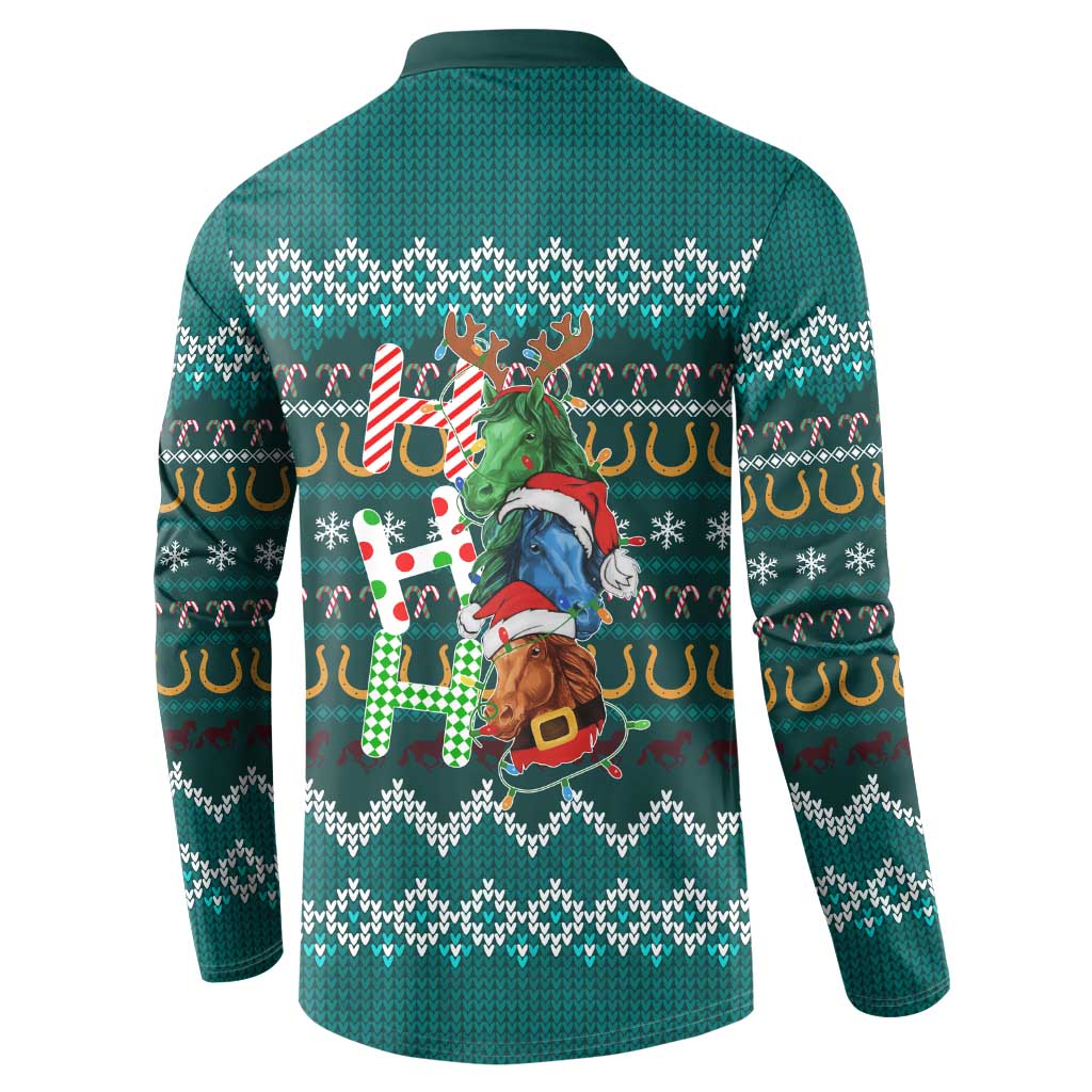 Horse Ho Ho Ho Christmas Design Button Sweatshirt Funny Xmas Holiday Patterns - Wonder Print Shop