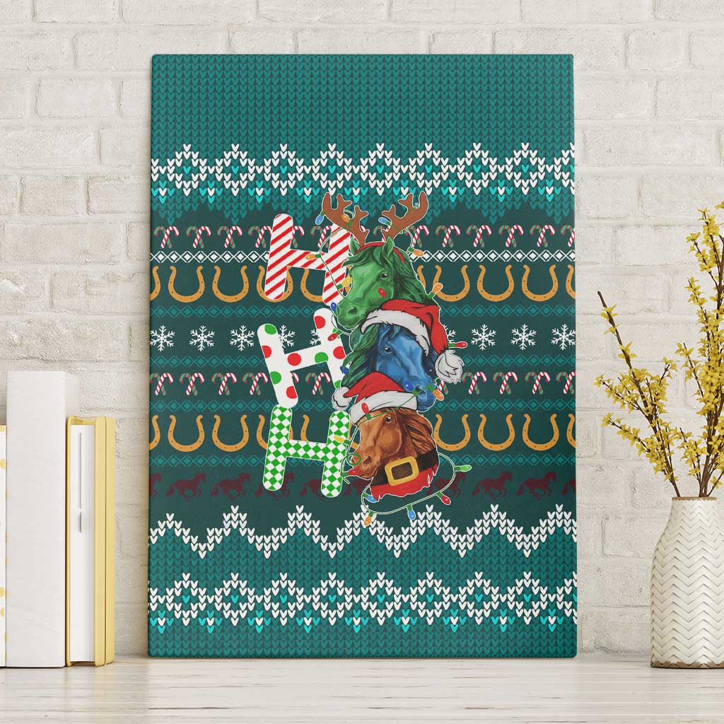 Horse Ho Ho Ho Christmas Design Canvas Wall Art Funny Xmas Holiday Patterns - Wonder Print Shop