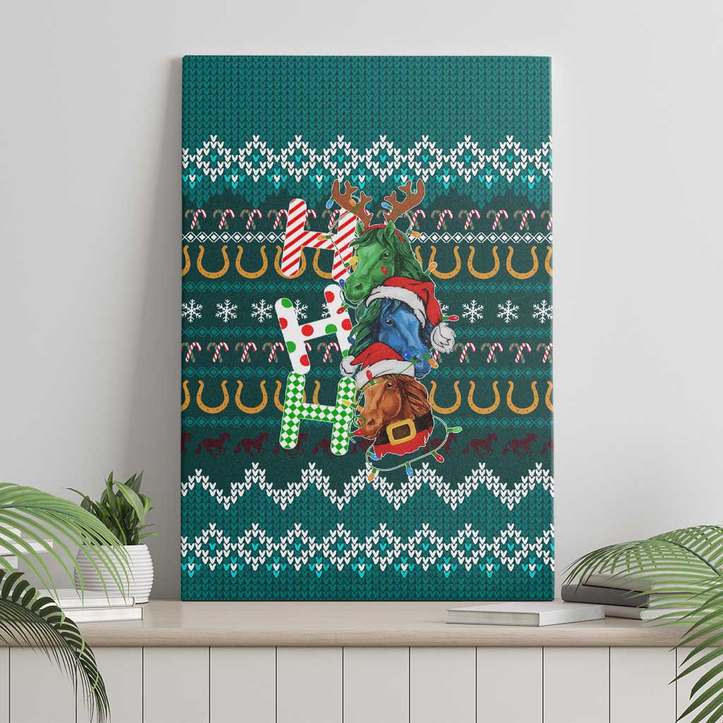 Horse Ho Ho Ho Christmas Design Canvas Wall Art Funny Xmas Holiday Patterns - Wonder Print Shop