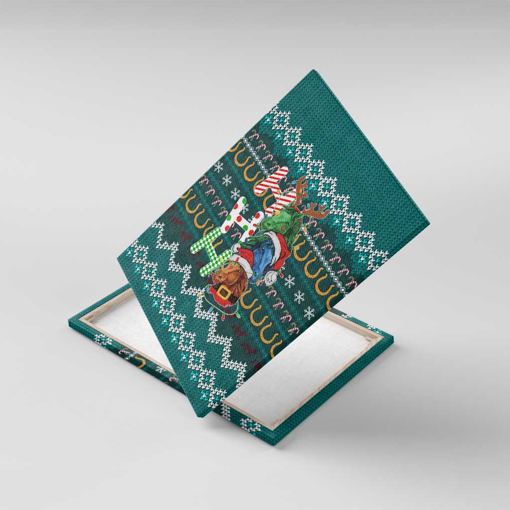 Horse Ho Ho Ho Christmas Design Canvas Wall Art Funny Xmas Holiday Patterns - Wonder Print Shop