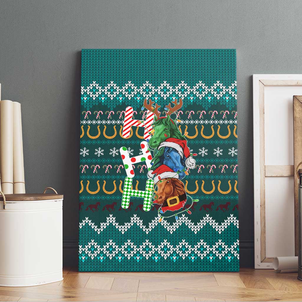 Horse Ho Ho Ho Christmas Design Canvas Wall Art Funny Xmas Holiday Patterns - Wonder Print Shop