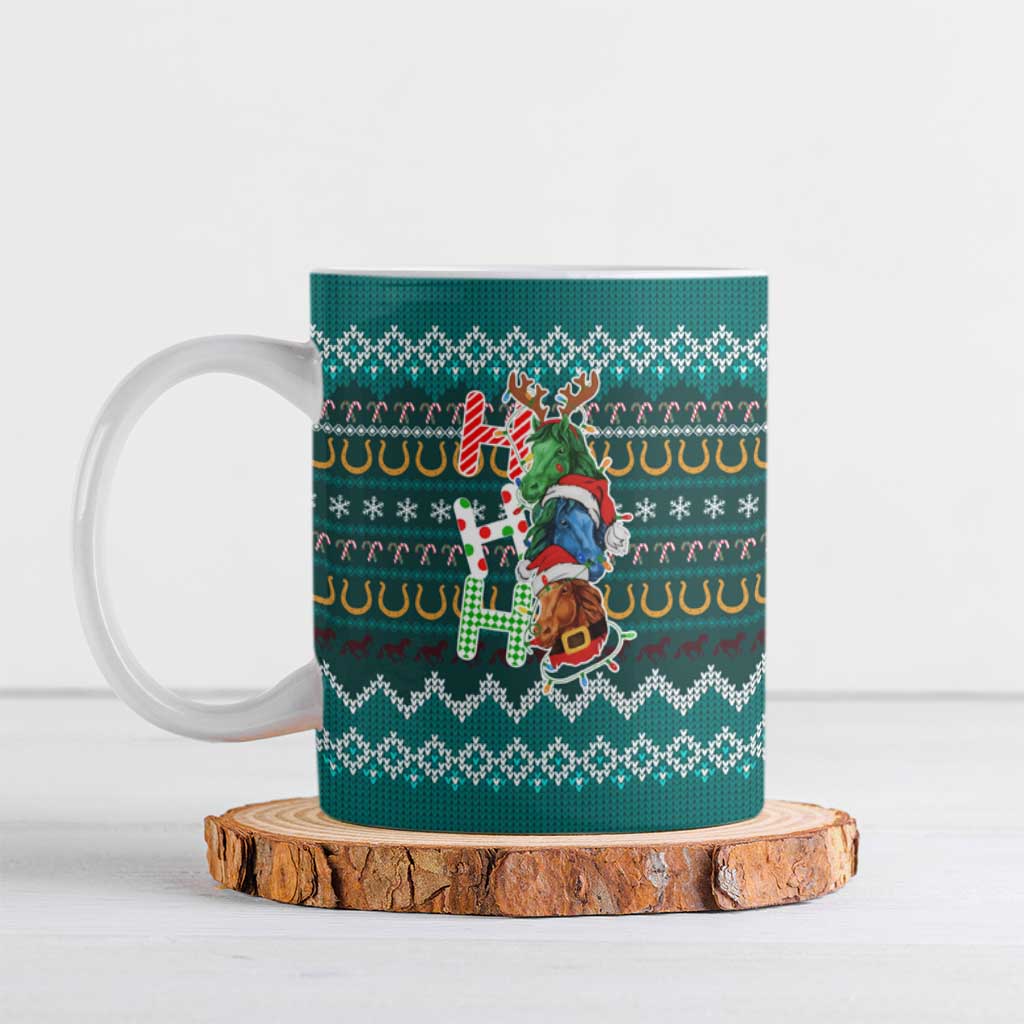 Horse Ho Ho Ho Christmas Design Ceramic Mug Funny Xmas Holiday Patterns - Wonder Print Shop