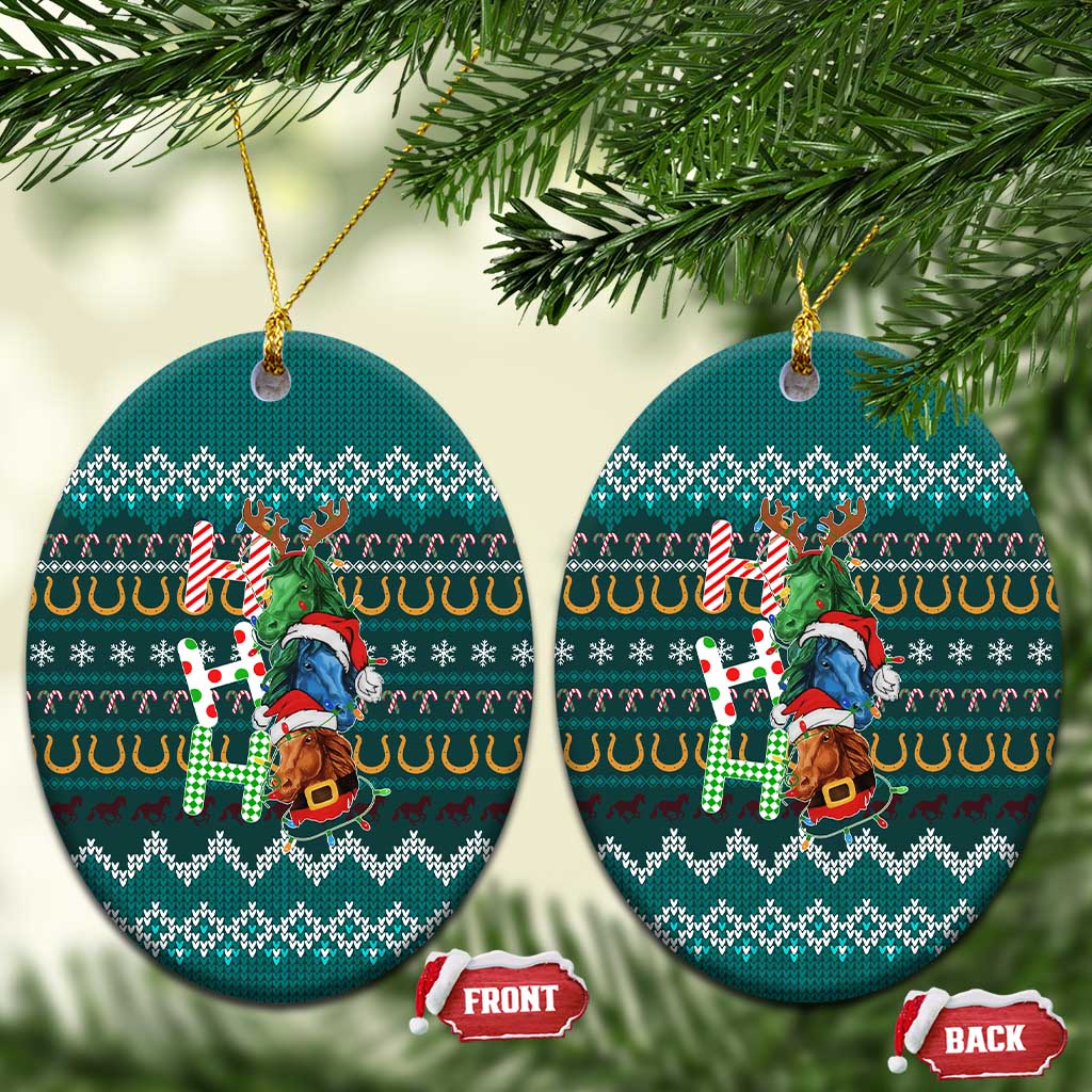 Horse Ho Ho Ho Christmas Design Ceramic Ornament Funny Xmas Holiday Patterns - Wonder Print Shop