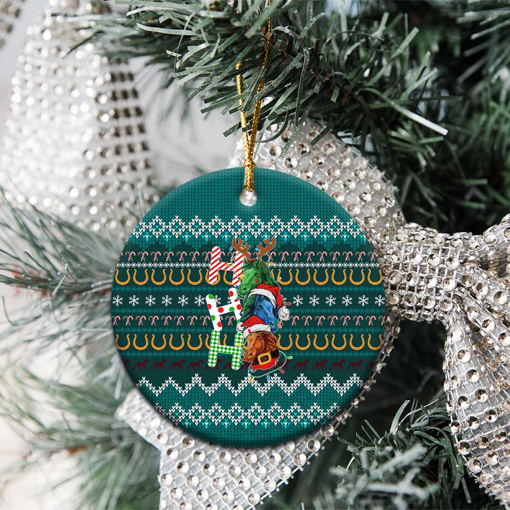 Horse Ho Ho Ho Christmas Design Ceramic Ornament Funny Xmas Holiday Patterns - Wonder Print Shop