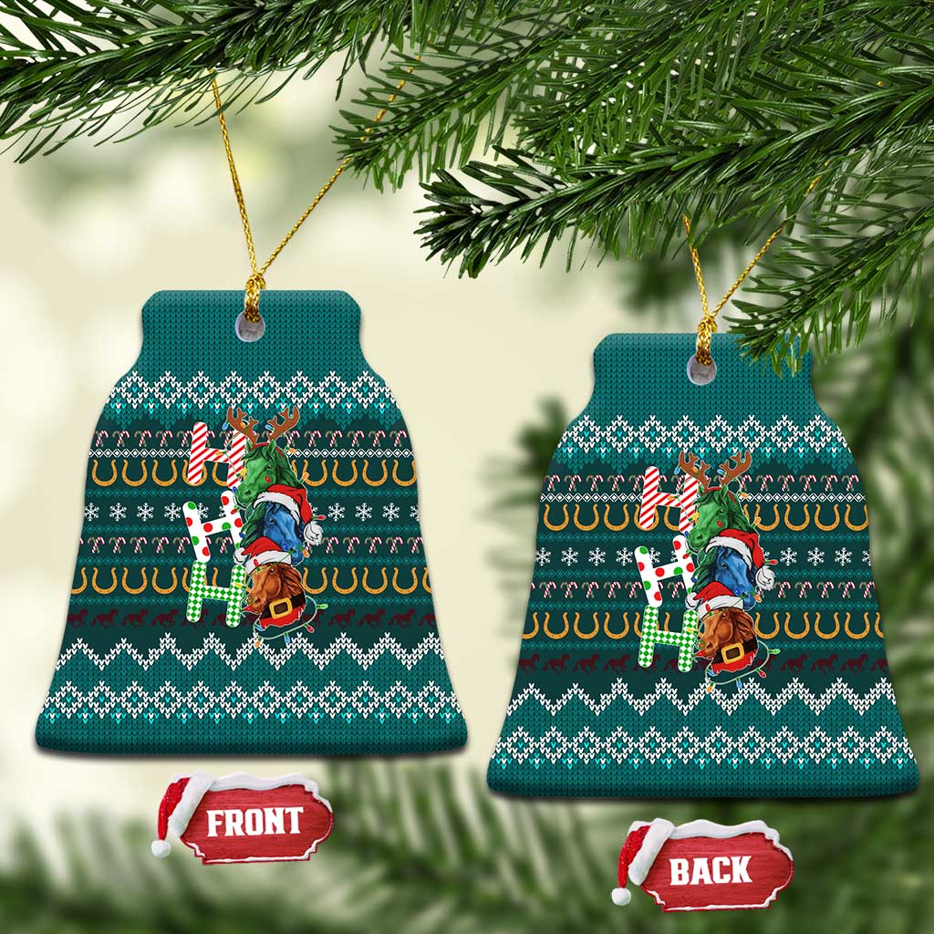 Horse Ho Ho Ho Christmas Design Ceramic Ornament Funny Xmas Holiday Patterns - Wonder Print Shop