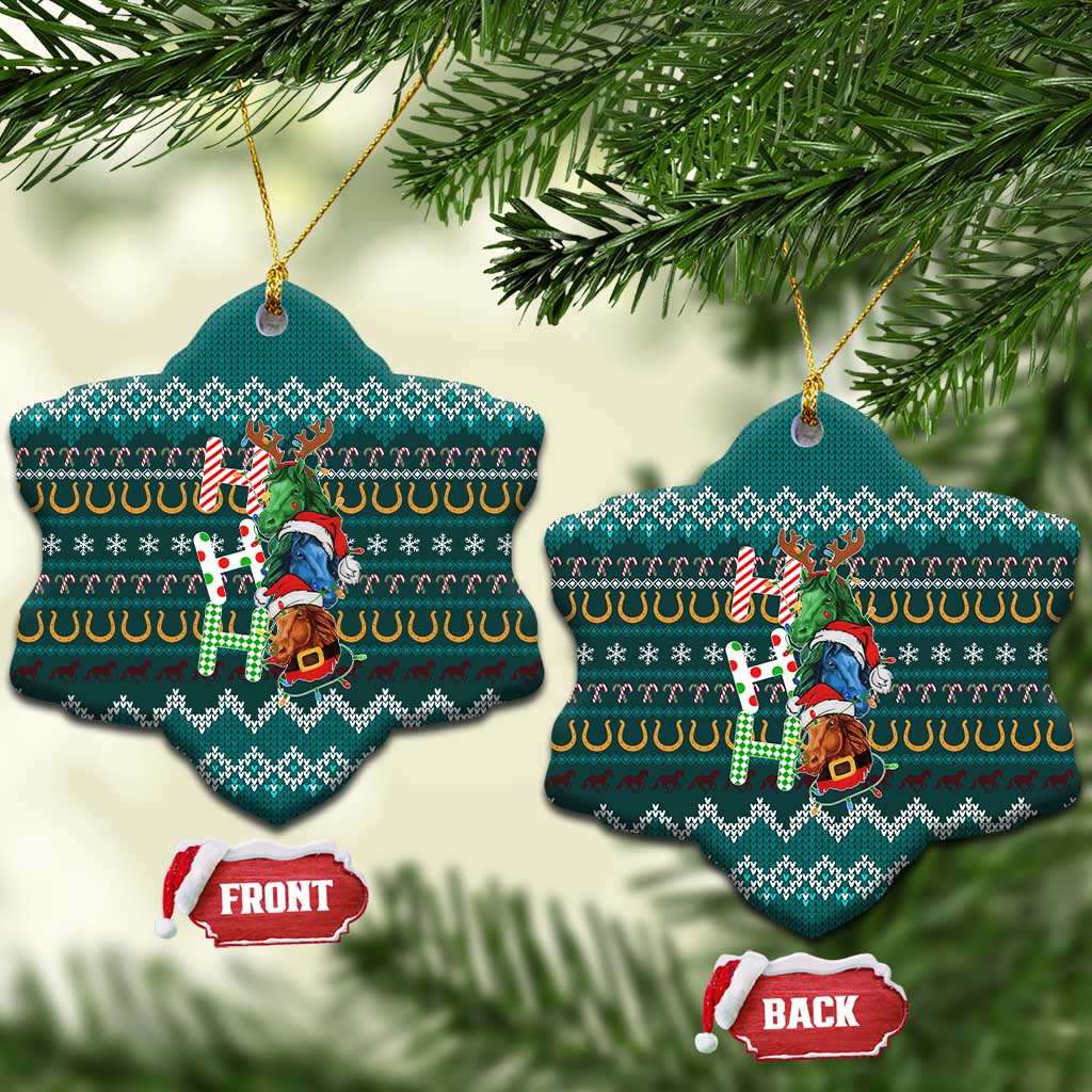 Horse Ho Ho Ho Christmas Design Ceramic Ornament Funny Xmas Holiday Patterns - Wonder Print Shop