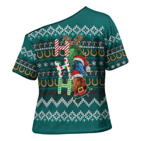 Horse Ho Ho Ho Christmas Design Cross Shoulder Shirt Funny Xmas Holiday Patterns - Wonder Print Shop