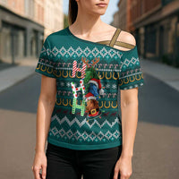 Horse Ho Ho Ho Christmas Design Cross Shoulder Shirt Funny Xmas Holiday Patterns - Wonder Print Shop