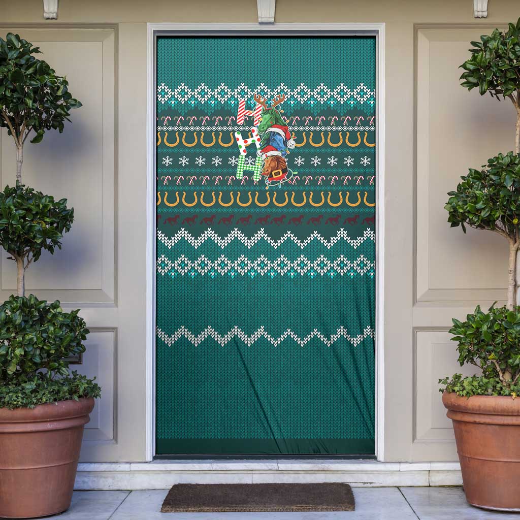 Horse Ho Ho Ho Christmas Design Door Cover Funny Xmas Holiday Patterns - Wonder Print Shop