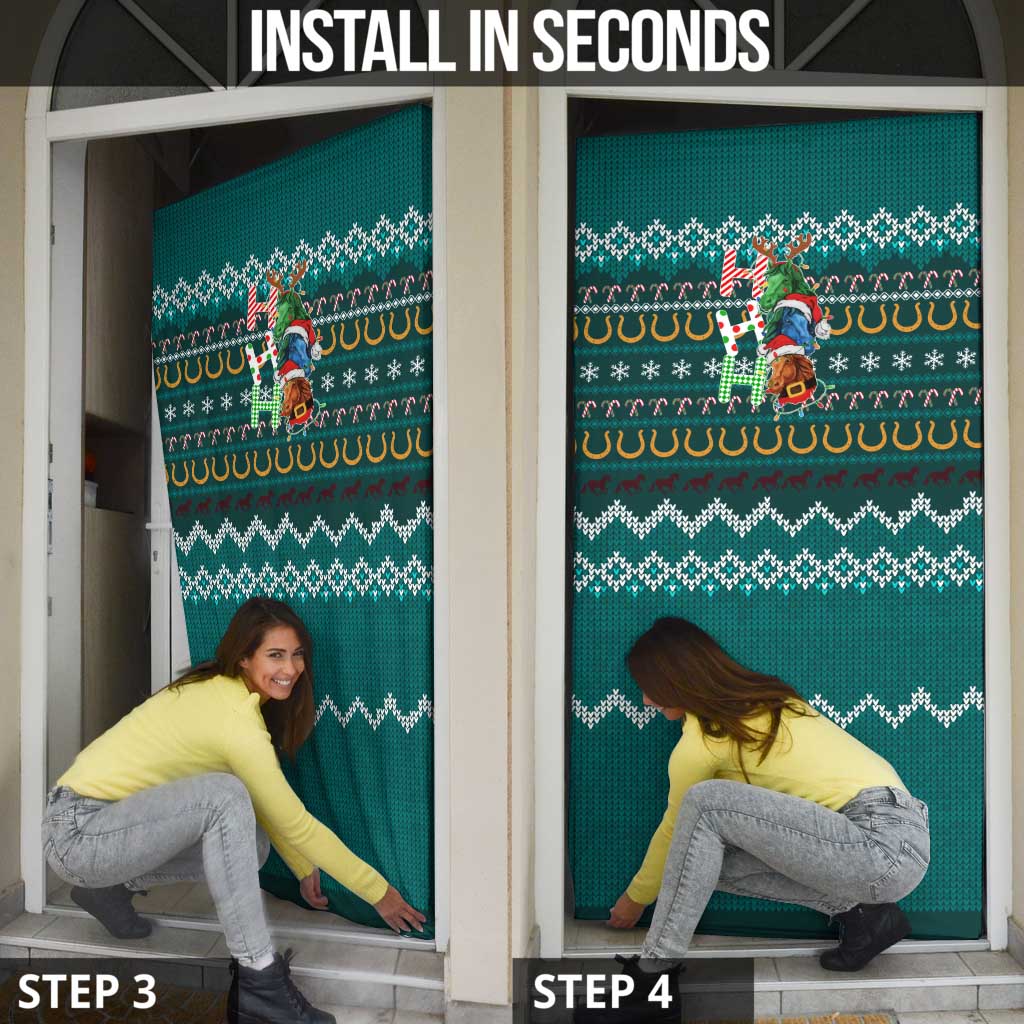 Horse Ho Ho Ho Christmas Design Door Cover Funny Xmas Holiday Patterns - Wonder Print Shop