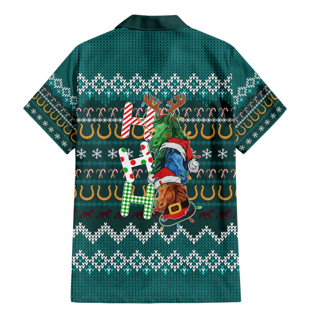 Horse Ho Ho Ho Christmas Design Family Matching Mermaid Dress and Hawaiian Shirt Funny Xmas Holiday Patterns - Wonder Print Shop