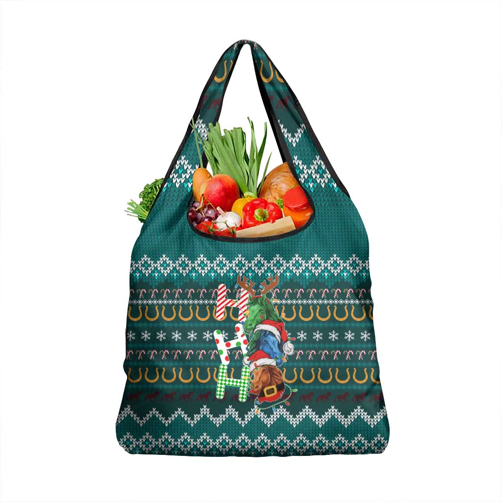 Horse Ho Ho Ho Christmas Design Grocery Bag Funny Xmas Holiday Patterns - Wonder Print Shop