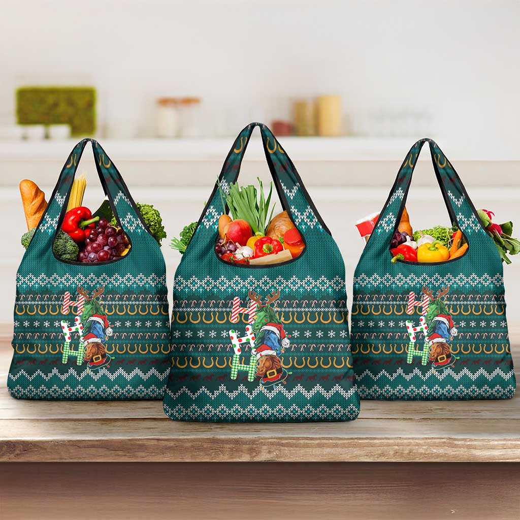 Horse Ho Ho Ho Christmas Design Grocery Bag Funny Xmas Holiday Patterns - Wonder Print Shop