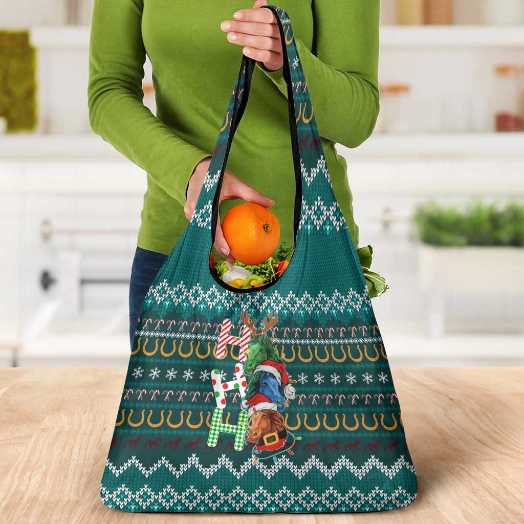 Horse Ho Ho Ho Christmas Design Grocery Bag Funny Xmas Holiday Patterns - Wonder Print Shop