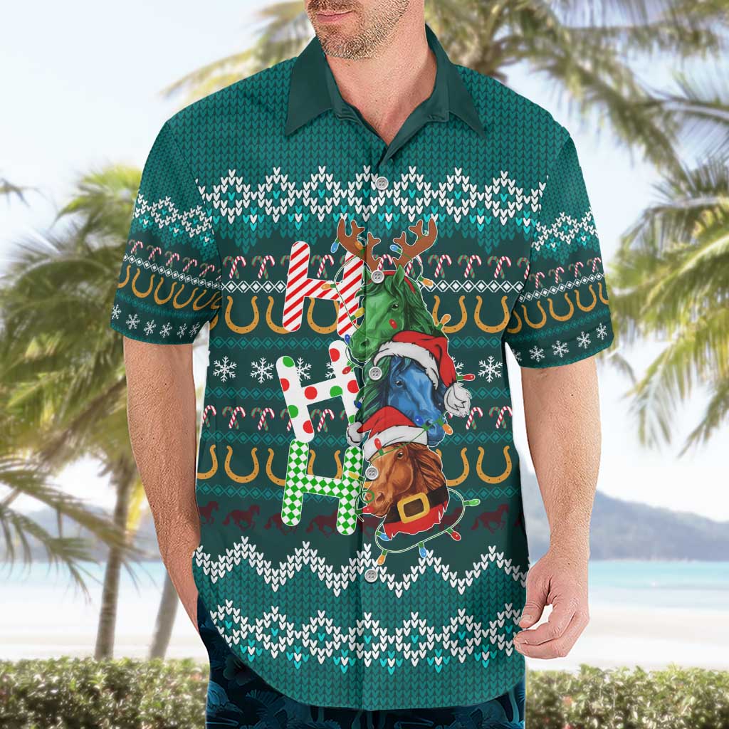 Horse Ho Ho Ho Christmas Design Hawaiian Shirt Funny Xmas Holiday Patterns - Wonder Print Shop