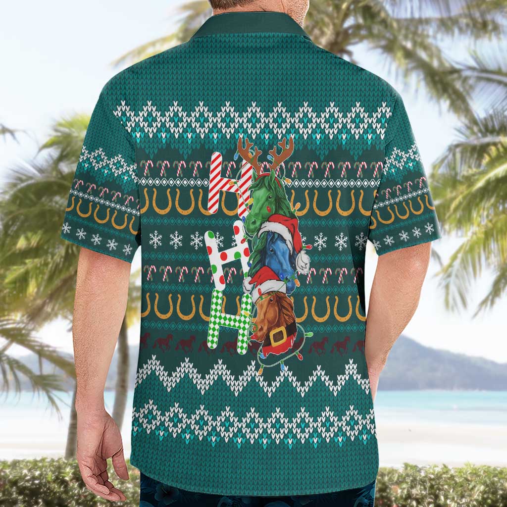 Horse Ho Ho Ho Christmas Design Hawaiian Shirt Funny Xmas Holiday Patterns - Wonder Print Shop