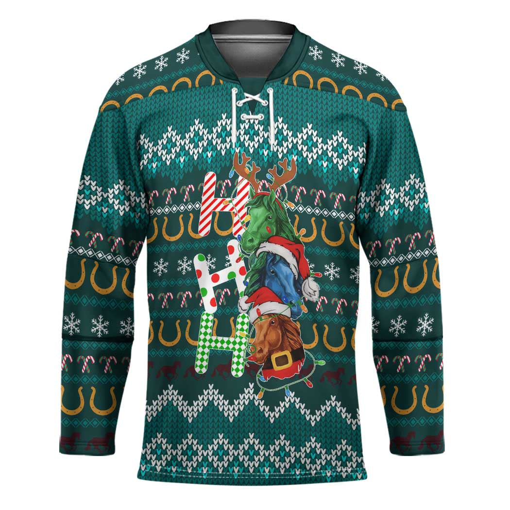 Horse Ho Ho Ho Christmas Design Hockey Jersey Funny Xmas Holiday Patterns - Wonder Print Shop
