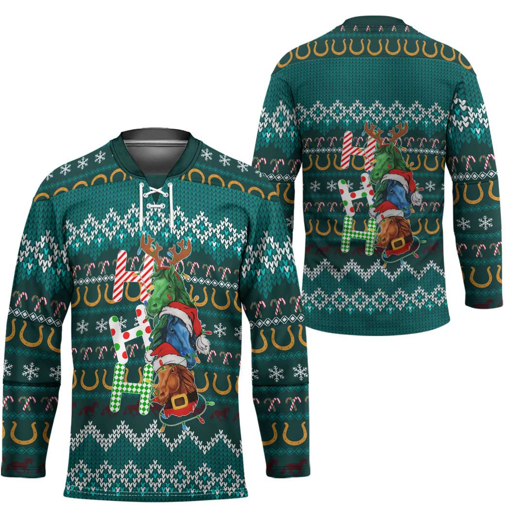 Horse Ho Ho Ho Christmas Design Hockey Jersey Funny Xmas Holiday Patterns - Wonder Print Shop