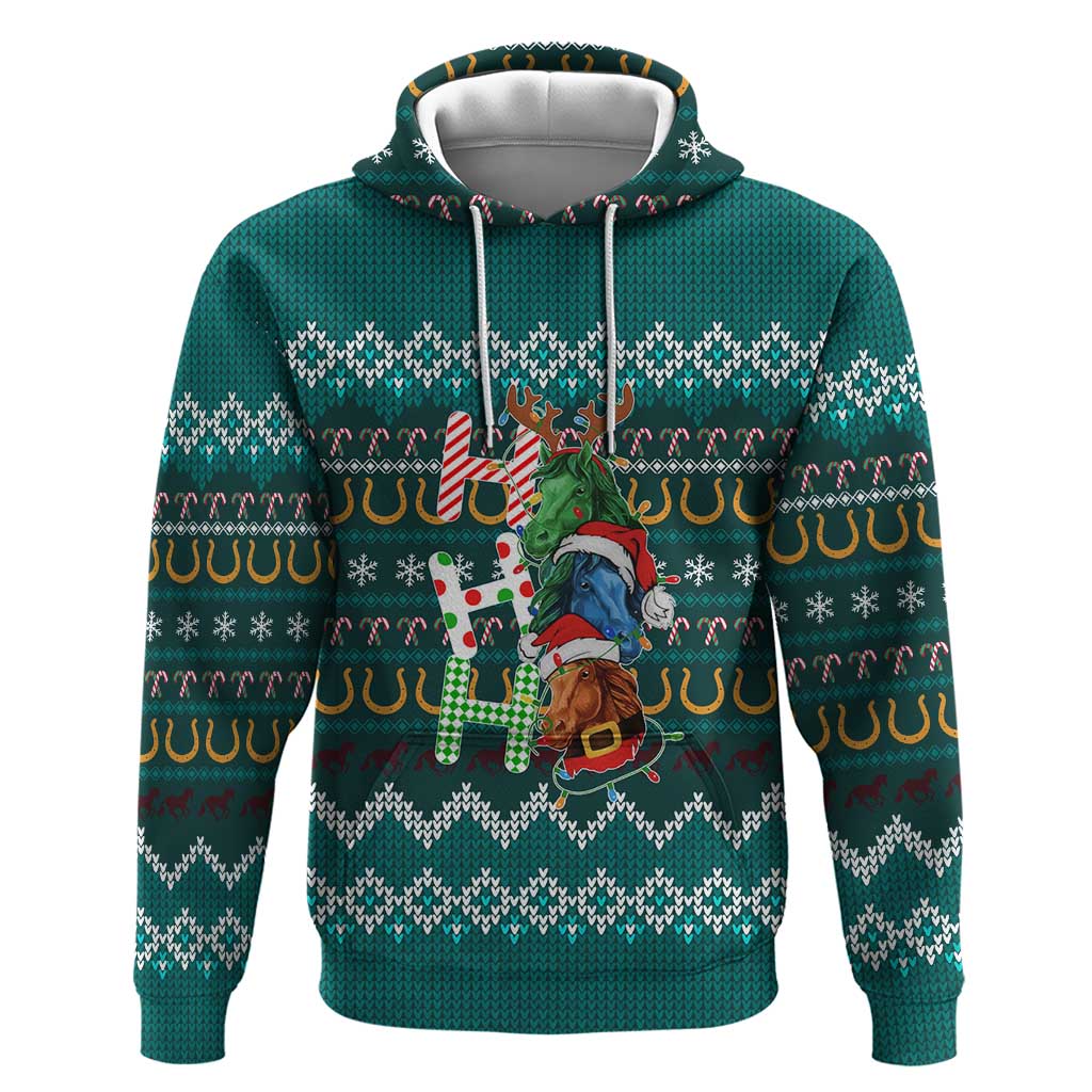 Horse Ho Ho Ho Christmas Design Hoodie Funny Xmas Holiday Patterns - Wonder Print Shop