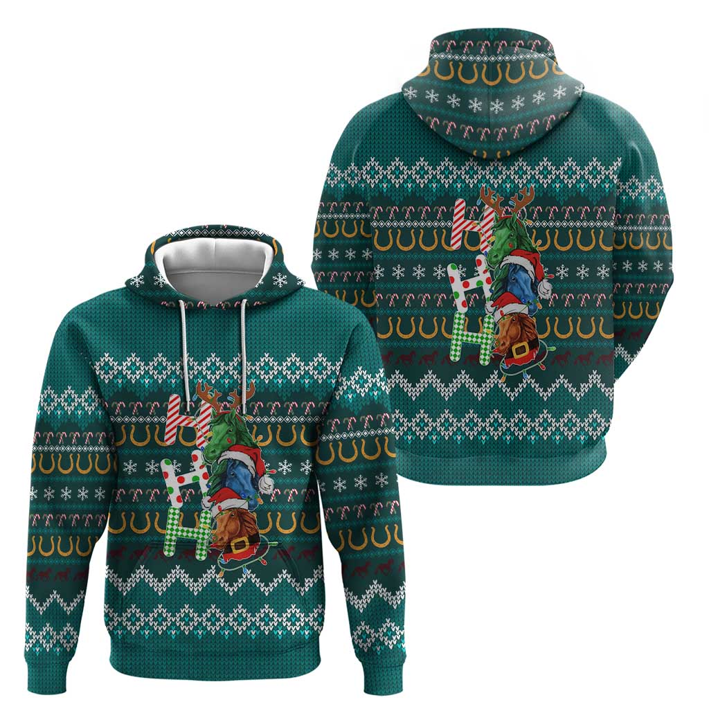 Horse Ho Ho Ho Christmas Design Hoodie Funny Xmas Holiday Patterns - Wonder Print Shop