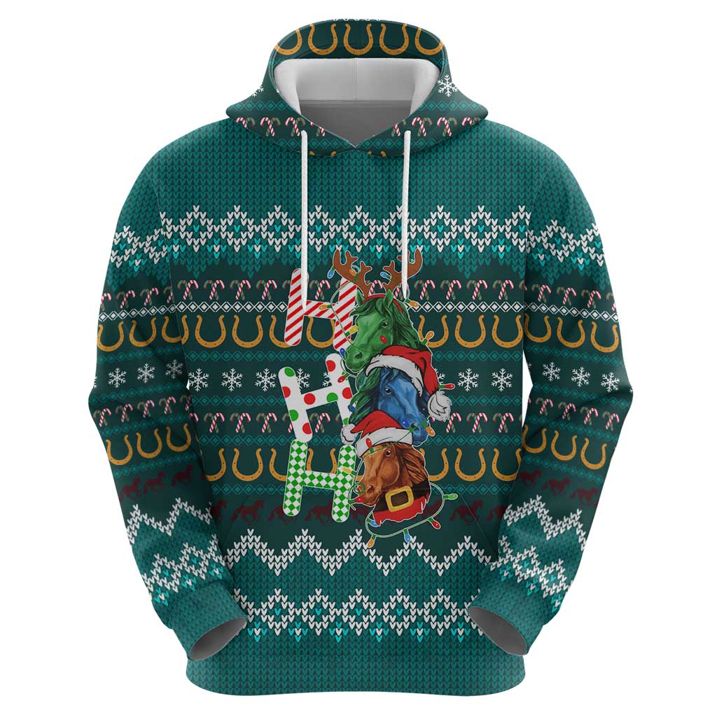 Horse Ho Ho Ho Christmas Design Hoodie Funny Xmas Holiday Patterns - Wonder Print Shop