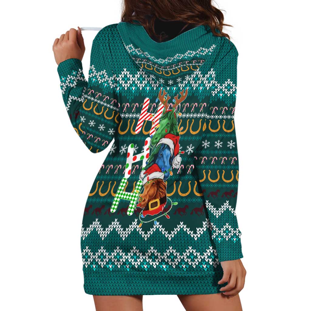 Horse Ho Ho Ho Christmas Design Hoodie Dress Funny Xmas Holiday Patterns - Wonder Print Shop