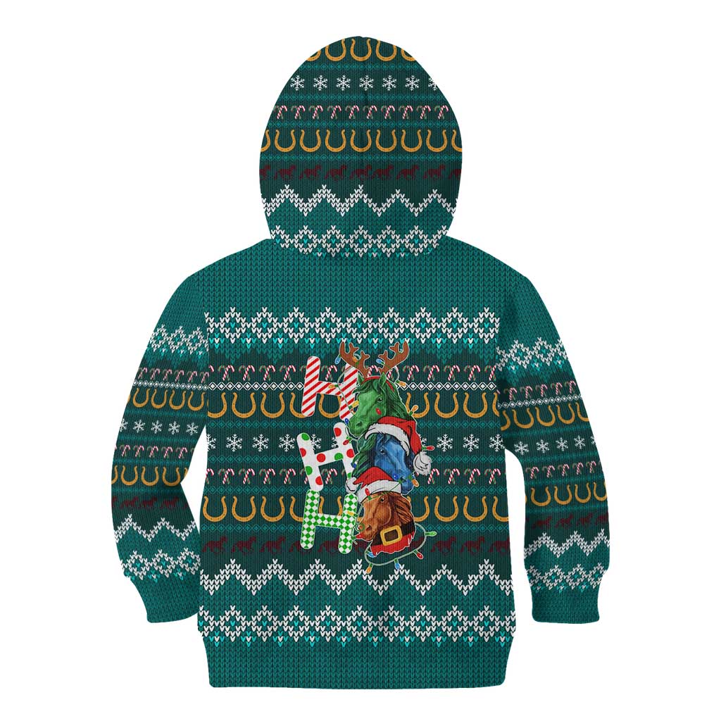 Horse Ho Ho Ho Christmas Design Kid Hoodie Funny Xmas Holiday Patterns - Wonder Print Shop