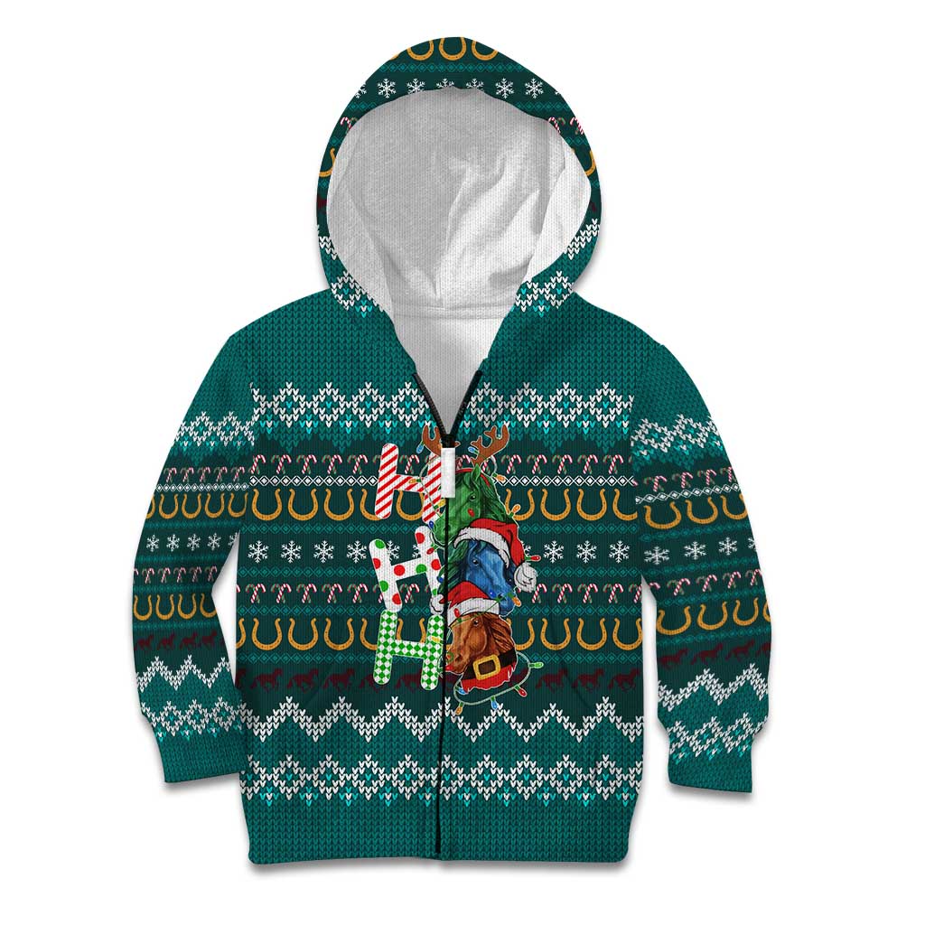 Horse Ho Ho Ho Christmas Design Kid Hoodie Funny Xmas Holiday Patterns - Wonder Print Shop