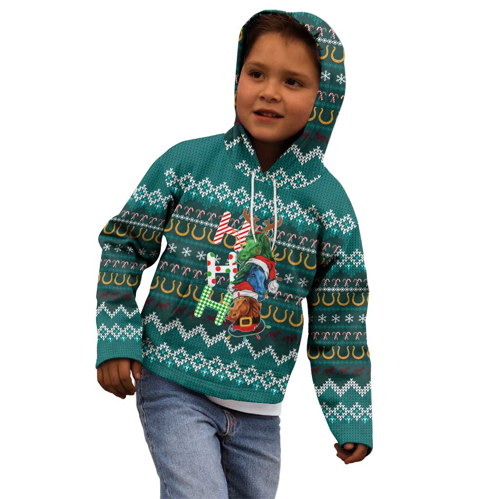 Horse Ho Ho Ho Christmas Design Kid Hoodie Funny Xmas Holiday Patterns - Wonder Print Shop