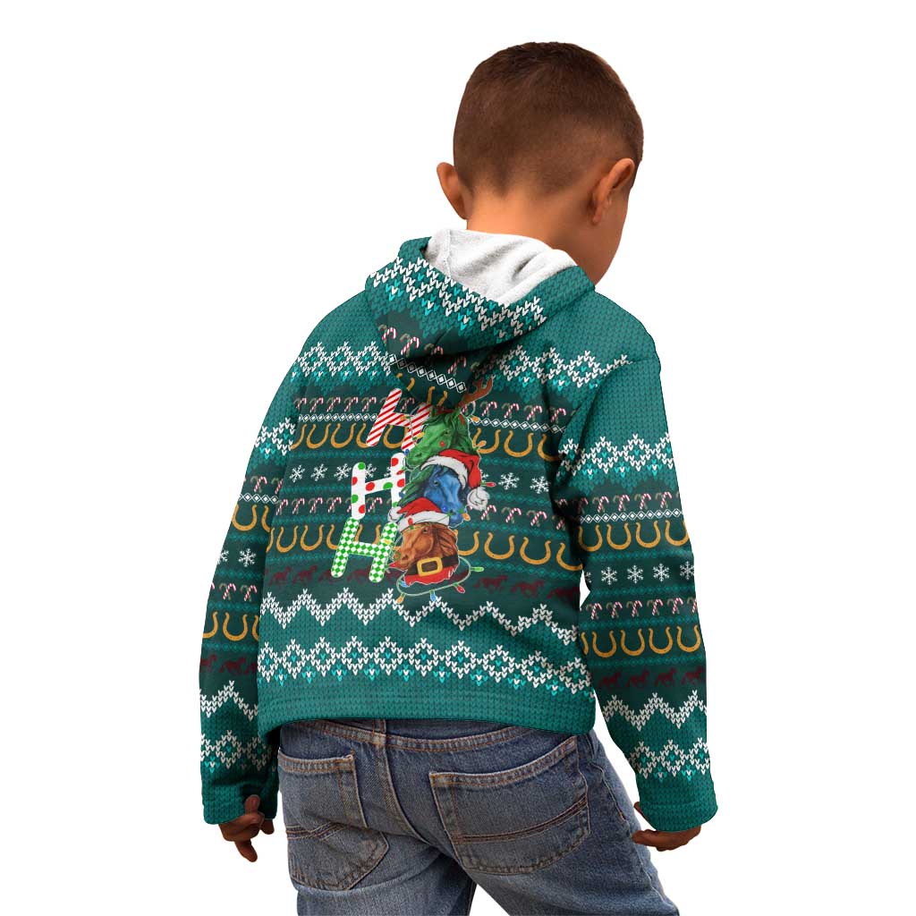 Horse Ho Ho Ho Christmas Design Kid Hoodie Funny Xmas Holiday Patterns - Wonder Print Shop
